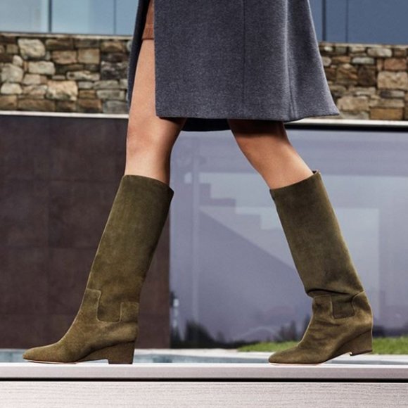 Jimmy Choo Boots 39 | Size 8 Manson 50 Suede Wedge Black Boots - Picture 5 of 9